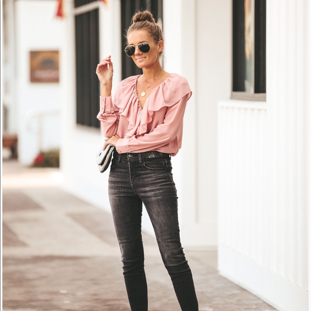 Blushing Beauty Cascading Ruffle Blouse